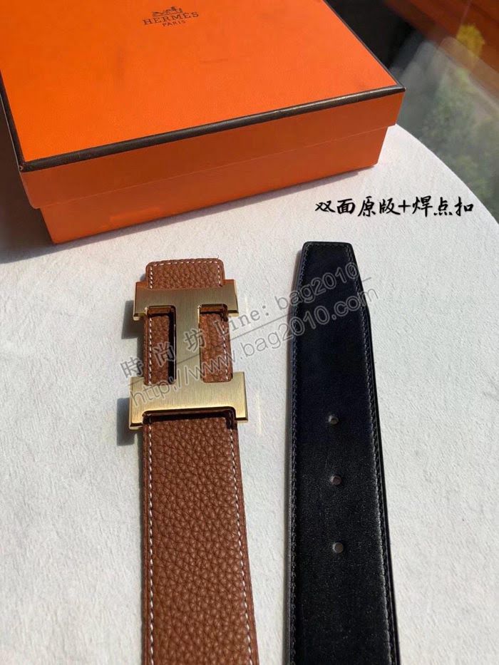 HERMES皮帶 雙面原版 h焊點扣 愛馬仕男皮帶  hgh2001